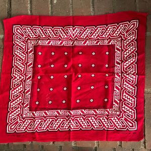 Vintage 50s Wpl 9939 Tiger Brand BANDANA Wash Fast Color Red and White 20" x 21"